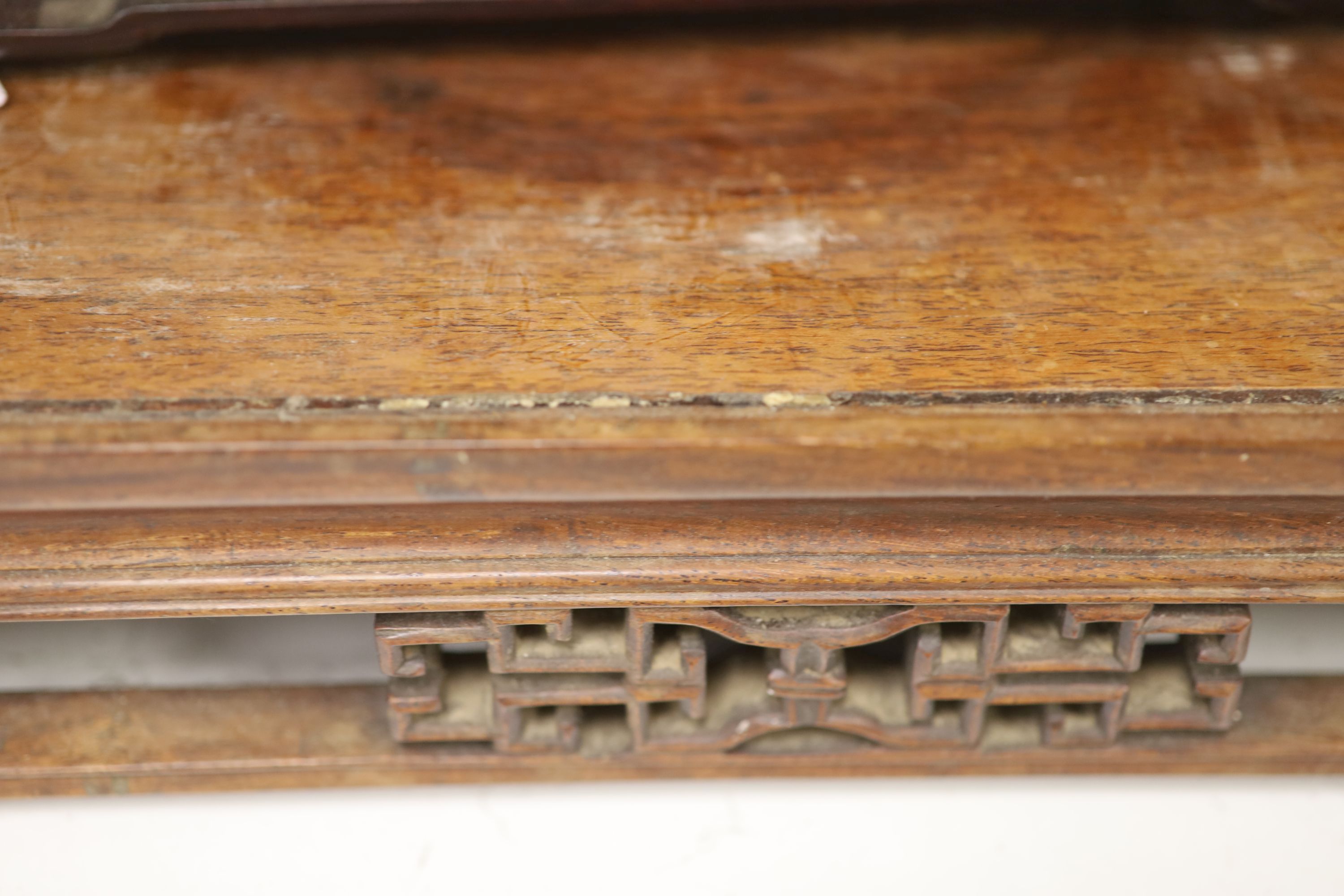 Three Chinese hardwood stands, 19th/20th century, largest 42.5 x 32cm